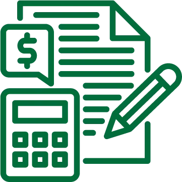 illustration of a document with pencil and calculator
