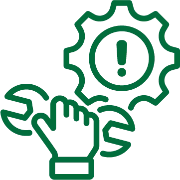 illustration of a cog gear and a hand holding a wrench