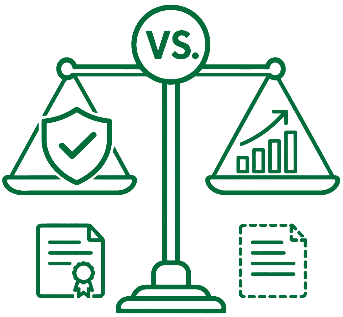 illustration showing a scale weight two concepts