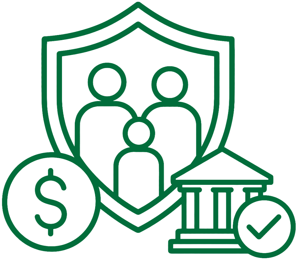illustration of a shield witha family in the middle