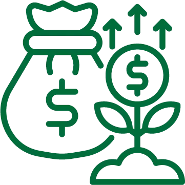 illustration of a bag of money and a money flower growing