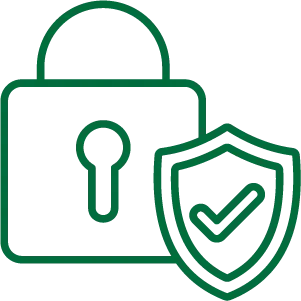 illustration of a lock and shield with check mark