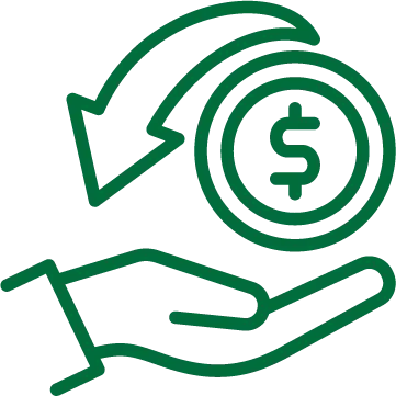 illustration of a hand and an arrow around a money symbol