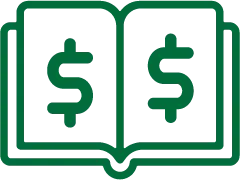 illustration of a book with dollar symbol on each page