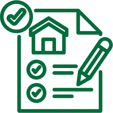 illustrator of a document with a house item list and a pencil