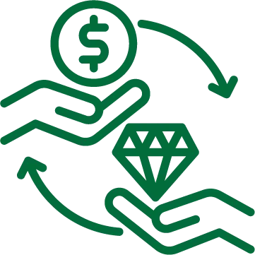 illustration of two hands holding money and a diamond
