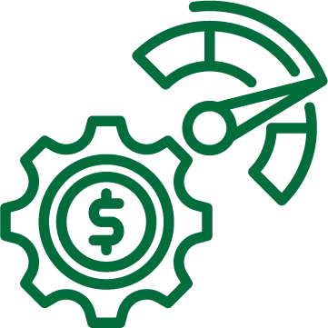 illustration of a cog gear and a speedometer going faster